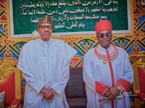 Oba Of Benin visits Buhari in Daura
