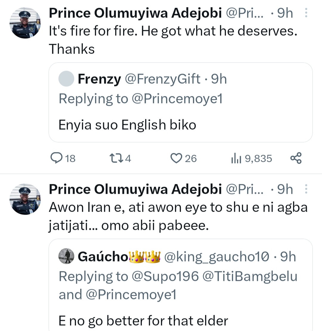 Police spokesperson, Prince Olumuyiwa Adejobi, slams rude X user