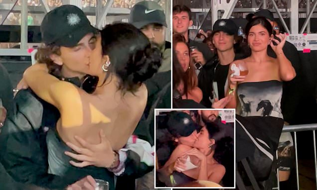 Kylie Jenner and Timothee Chalamet finally go public with their romance as they share a kiss at Beyonce’s birthday concert