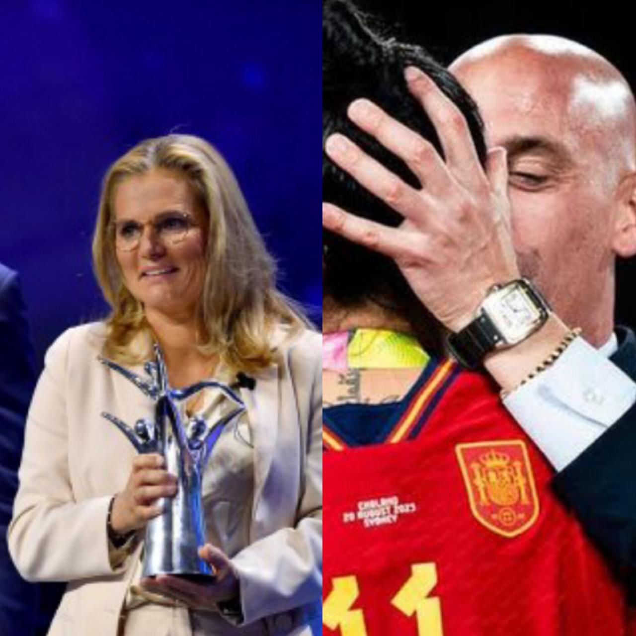 Kiss gate: England Women’s boss Sarina Wiegman blasts Spanish FA and Luis Rubiales after receiving UEFA Women’s Coach of the Year award