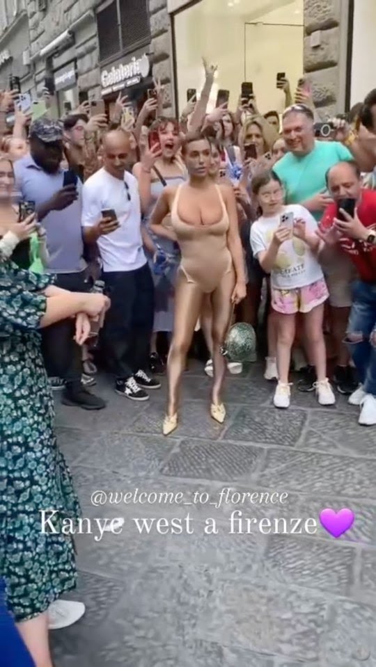 Kanye West and Bianca Censori cause a frenzy in Florence as rapper directs his wife to pose in front of excited locals (photos)
