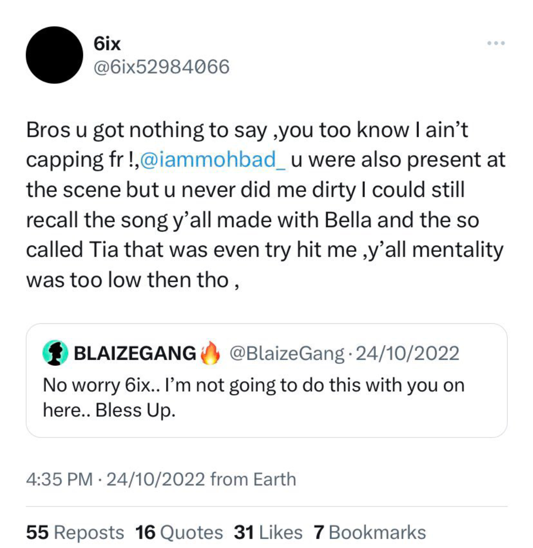 Old tweets emerge of former Marlian member, 6ix, alleging Naira Marley, Sam Larry and others attempted to drug and kill him