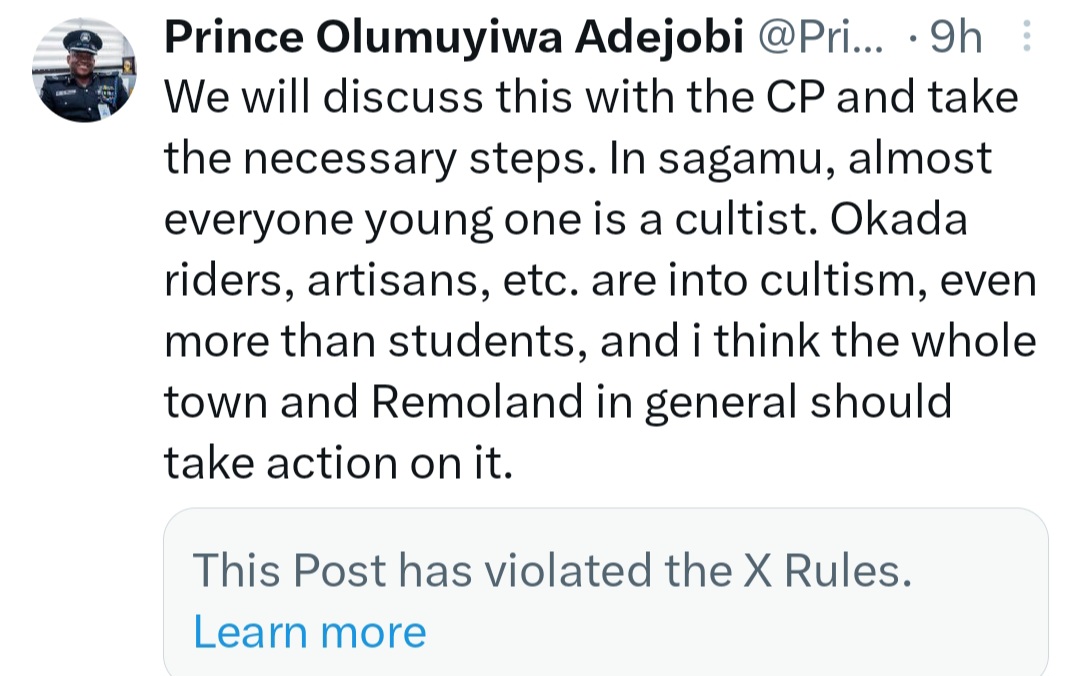 "In Sagamu, almost everyone young is a cultist" Police Force PRO Prince Olumuyiwa Adejobi says
