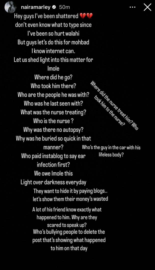 "Where did he go? Who were the people with him? Who was the nurse treating him?" - Naira Marley asks a lot of questions about Mohbad