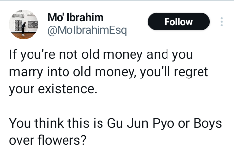 "If you are not old money and you marry into old money, you?ll regret your existence" - Nigerian lawyer says