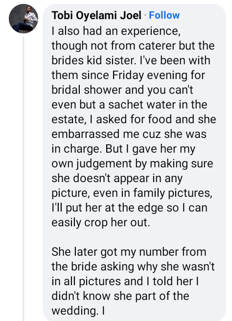 I made sure she didn’t appear in any picture – Nigerian photographer reveals how he took revenge on bride’s sister for embarrassing him after he asked for food