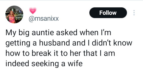 I didn’t know how to tell her that I am seeking a wife – Nigerian lady says after her aunt asked when she would be getting a husband