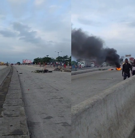 Chaos in Mile 2 Lagos state as taskforce allegedly ki!ls unidentified person