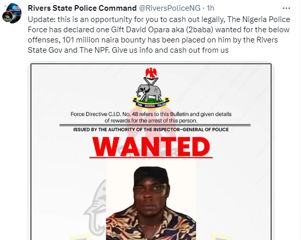 Police place N101m bounty on wanted cultist who allegedly killed Rivers DPO
