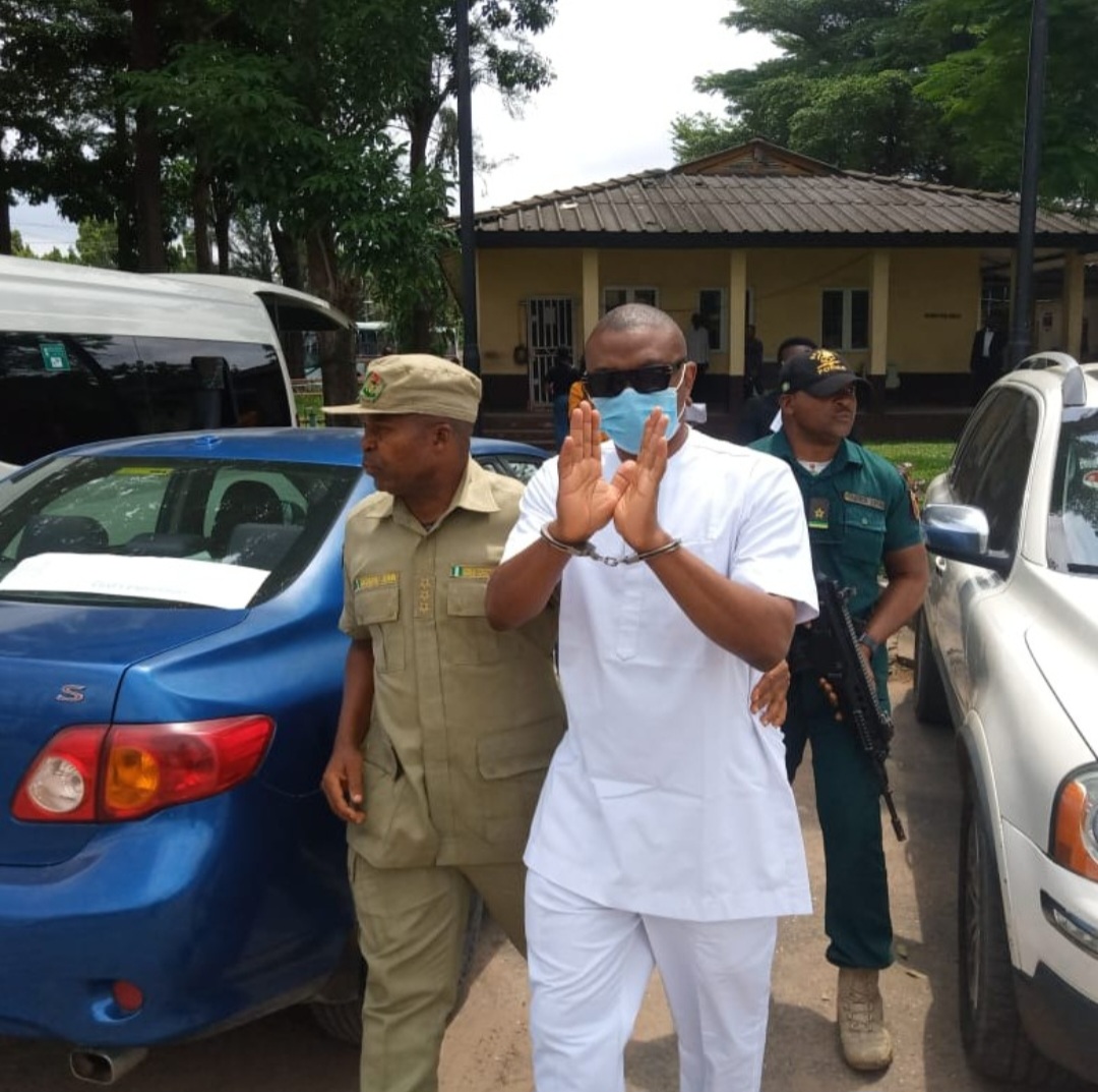Dr Olufemi Olaleye seen being escorted out of court after he was sentenced to life imprisonment for r@ping wife