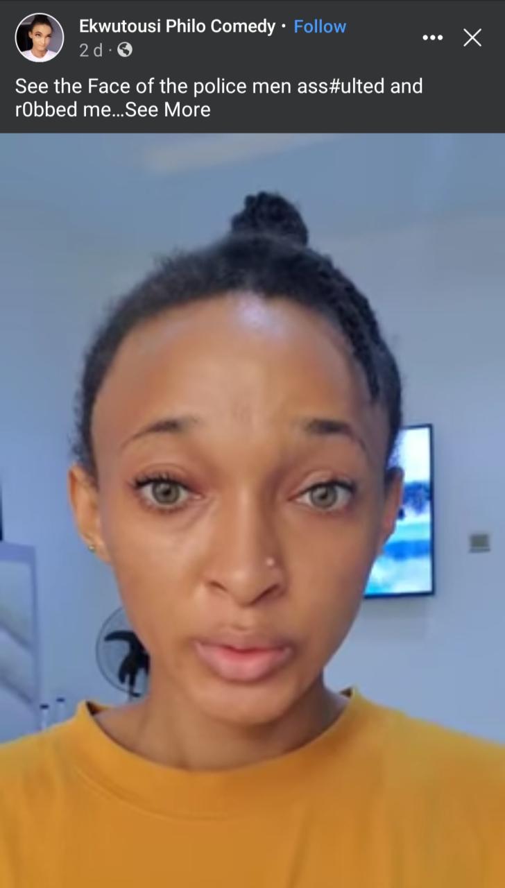 Skitmaker Ekwutosi films police officer who assaulted and allegedly "robbed" her in Lagos (video)