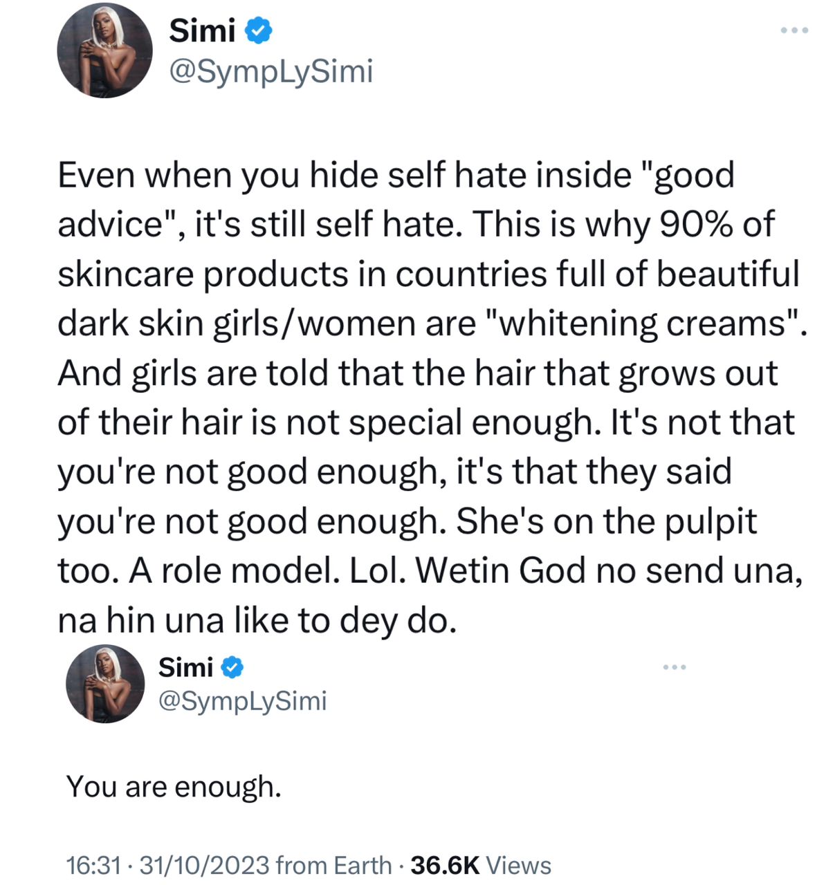 Singer Simi tackles clergywoman who asked single ladies to buy wigs and 