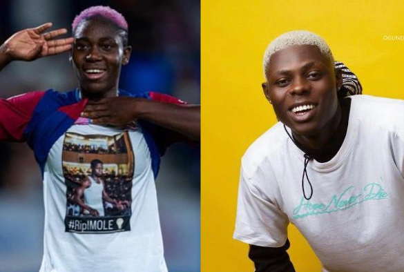 Footballer Asisat Oshoala pays tribute to singer Mohbad after scoring two goals against Granada