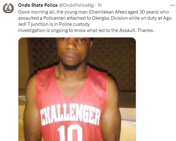 Man arrested for assaulting police officer in Ondo state (video)