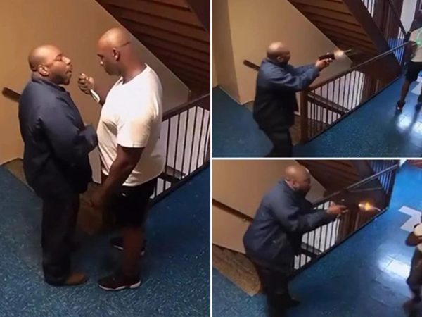 Shocking moment man and his stepson are shot to d3ath by neighbour over noise in their apartment