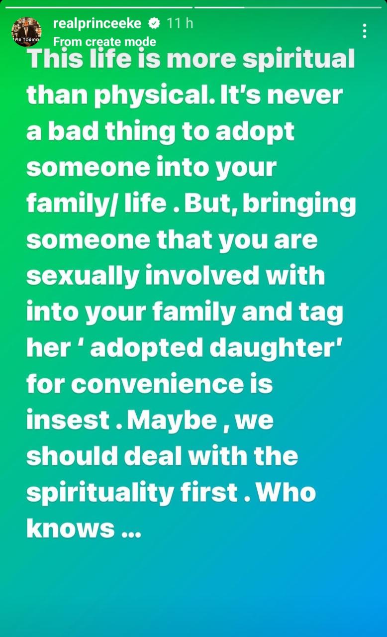 "Bros, you are committing incest" Prince Eke tells Mr. Ibu amid allegations the ailing actor had an affair with his adopted daughter Jasmine Chioma Okafor