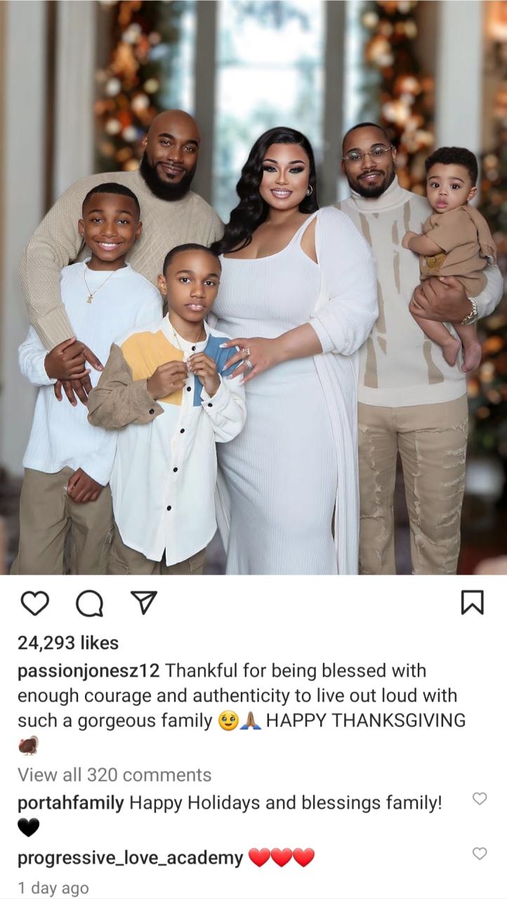 Woman in polyandrous relationship shows off her two husbands and their kids