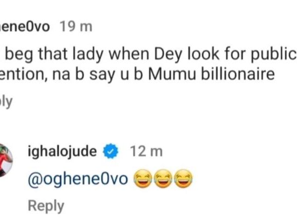 ‘You are going down’ – Sonia Adesuwa writes after her estranged husband, Jude Ighalo, replied an IG user who told him never to beg her