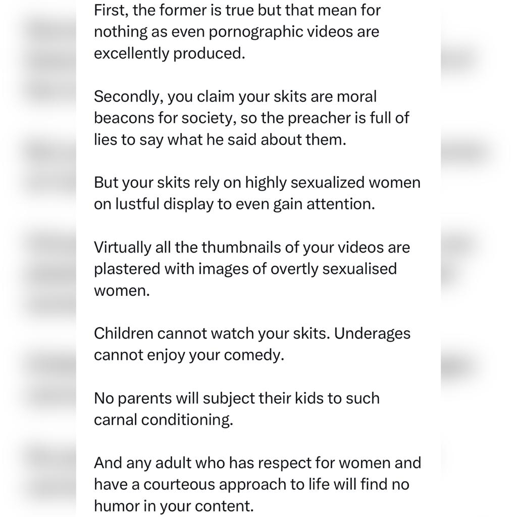 I sincerely apologize but e nor go better for all of una- Mr Macaroni slams Christian Twitter users offended by his post calling out a clergyman
