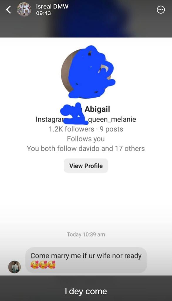 Isreal DMW shares Dms he has received from women asking him to come and marry them following his marital crisis
