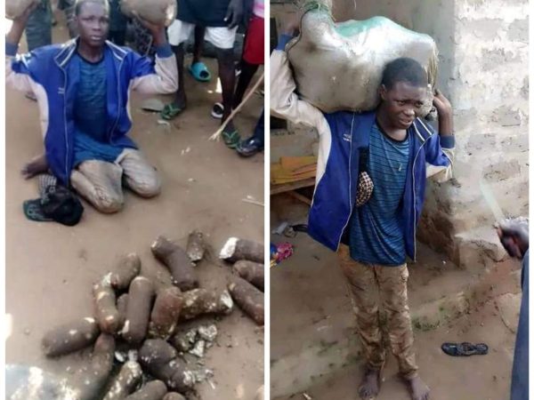Young man caught stealing tubers of yam in Nasarawa community