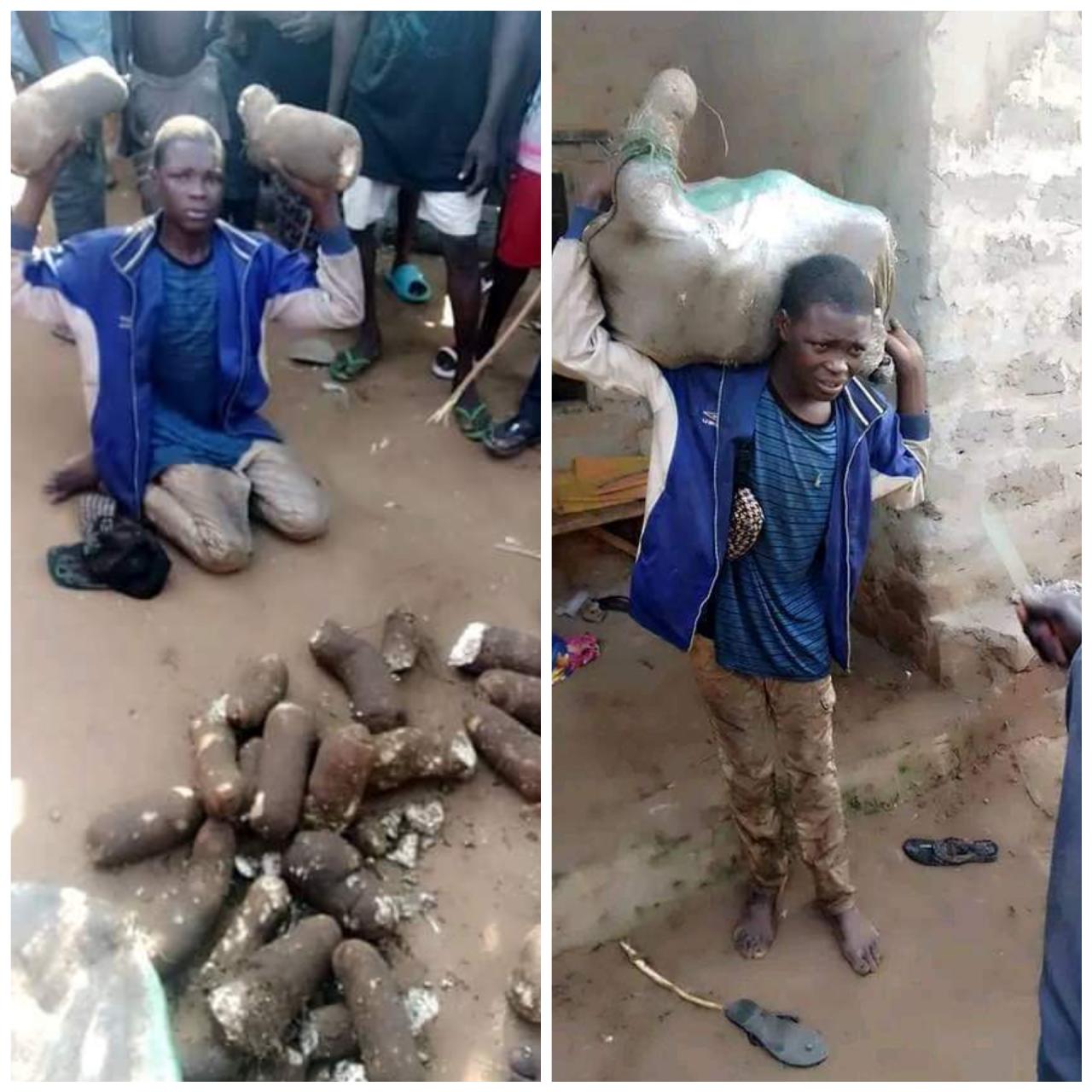 Young man caught stealing tubers of yam in Nasarawa community