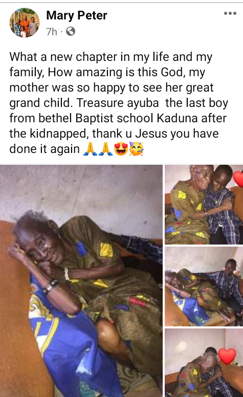 Emotional moment Bethel Baptist School pupil reunited with his great-grandmother after 800 days  in captivity