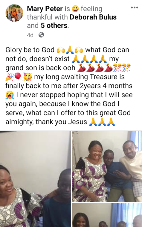 Emotional moment Bethel Baptist School pupil reunited with his great-grandmother after 800 days  in captivity