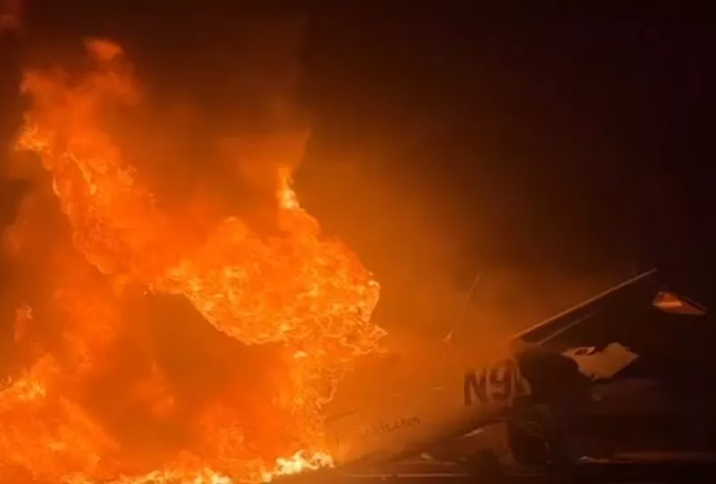 Passengers rushed to hospital as plane bursts into flames after slamming into motorway