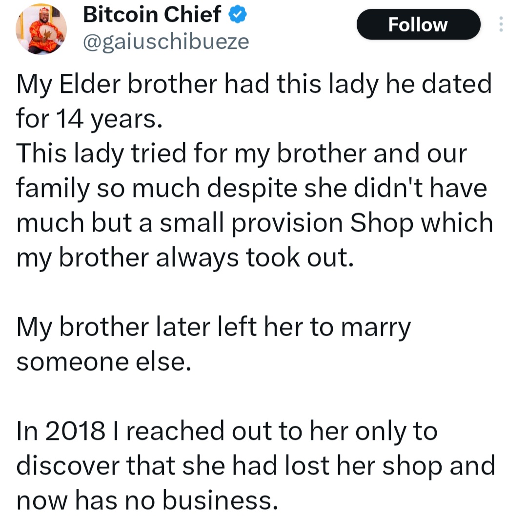 Businessman reveals how he repaid his brother’s ex who helped his family only to be dumped eventually