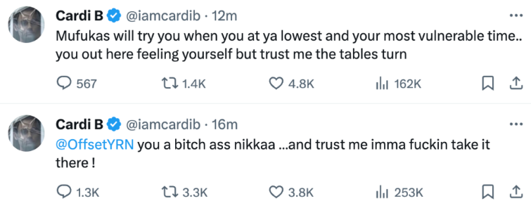 Cardi B breaks down in tears she slams ex Offset for