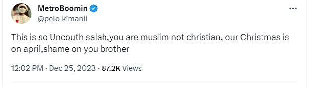 Liverpool star, Mohamed Salah faces backlash from Muslim fans after posting a photo of a Christmas tree