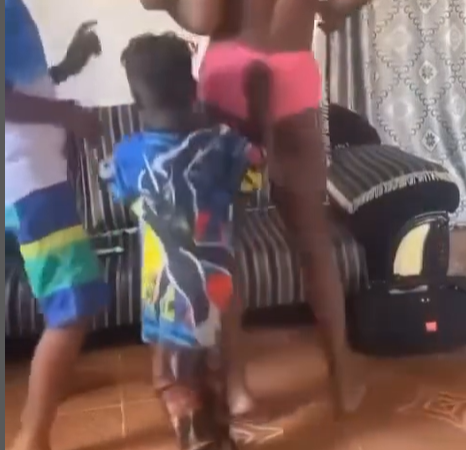 Lady trends online after sharing video of her and her kids dancing