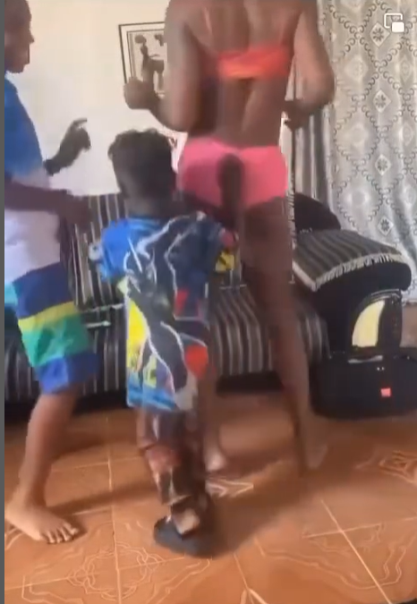 Lady trends online after sharing video of her and her kids dancing