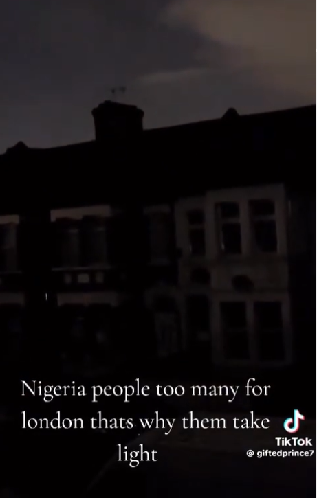 Nigerian TikTok user blames blackout in London on Nigerians