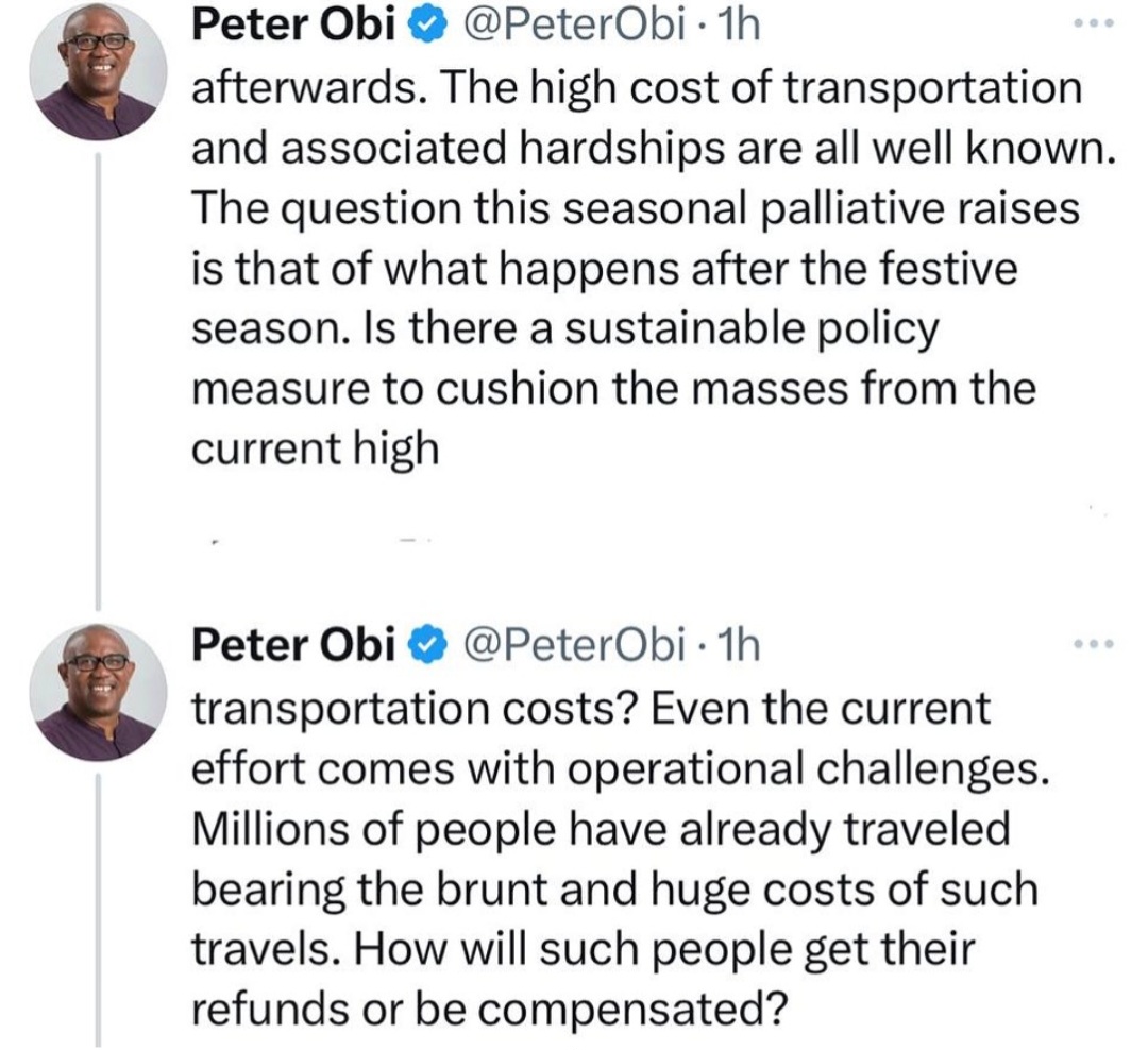 Demolition of houses for presidential fleet is inconsiderate project ? Peter Obi