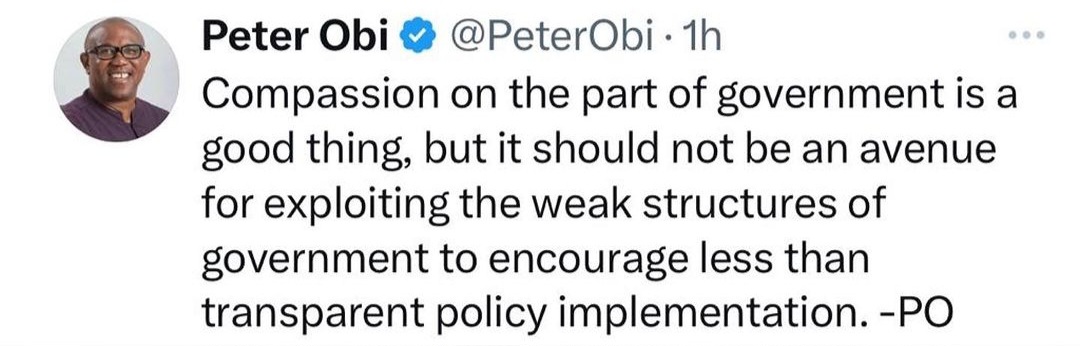 Demolition of houses for presidential fleet is inconsiderate project ? Peter Obi