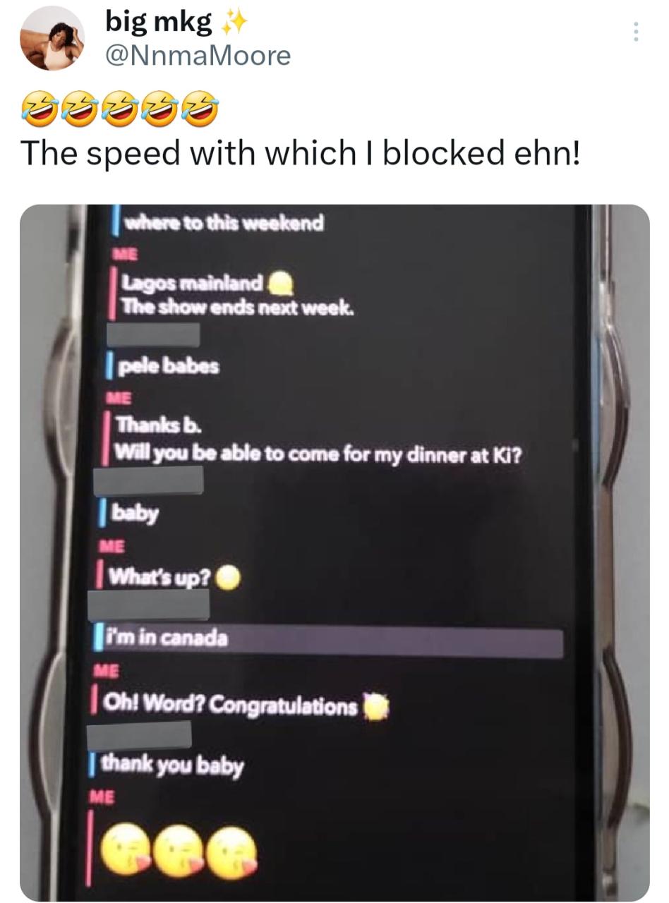 Woman shares chat that made her block her close male friend