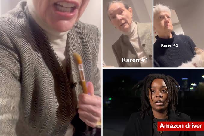 Shocking moment Black female Amazon driver is attacked by rich white women as she delivered a package (video)