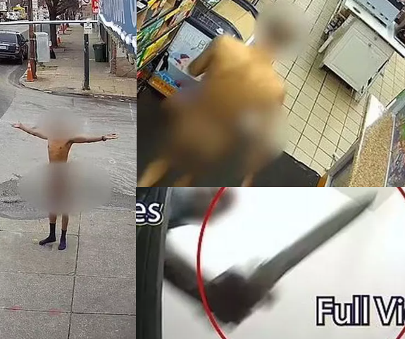 Police shoot n@ked man who flung poo at them and chased them with a machete