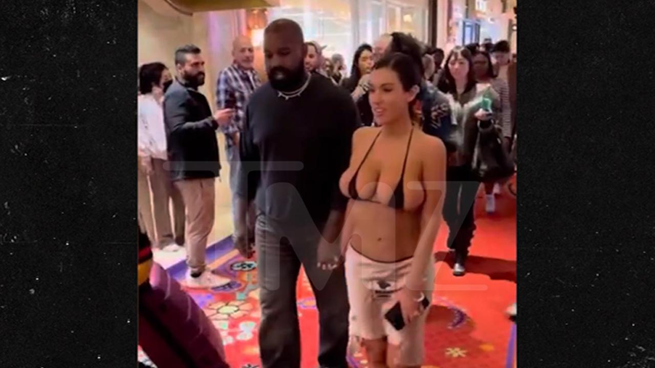 Kanye’s wife Bianca’s b00bs on display in bikini for Vegas birthday trip