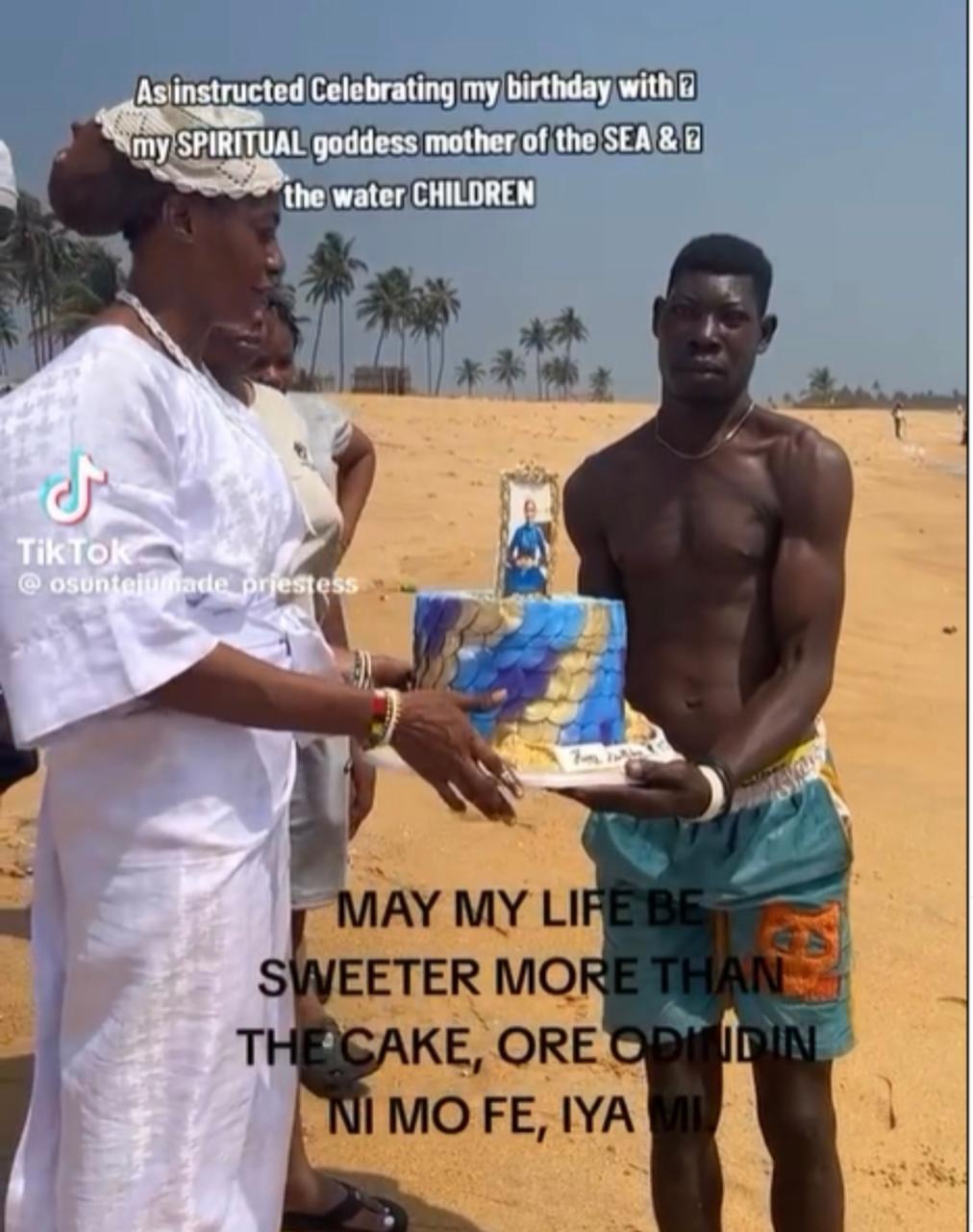 Osun Priestess Celebrates Her Birthday With Her ‘Spiritual Goddess Mother Of The Sea And The Water Children’ (Video)