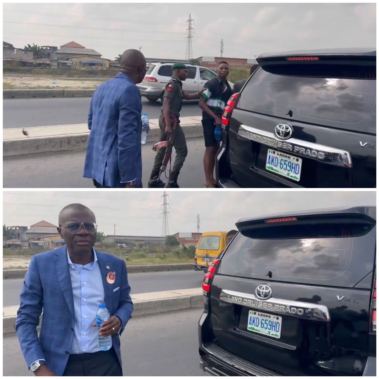 Governor Sanwo-Olu effects the arrest of a soldier and four others plying one-way with their motorcycles along Lagos-Badagry Expressway