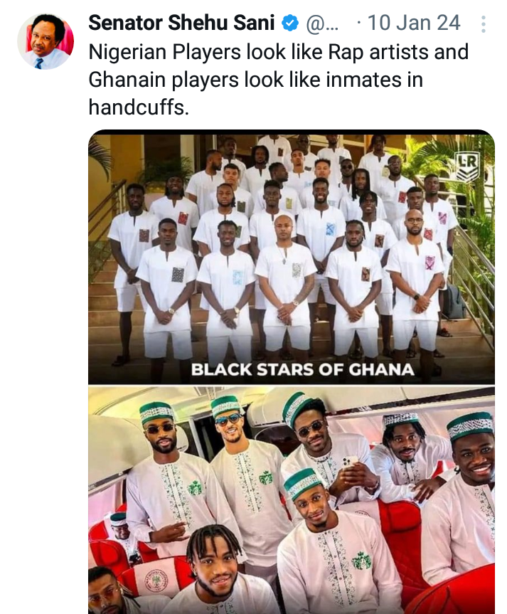 AFCON 2023 photos: Nigerian players look like rap artists and Ghanaian players look like inmates in handcuffs - Shehu Sani