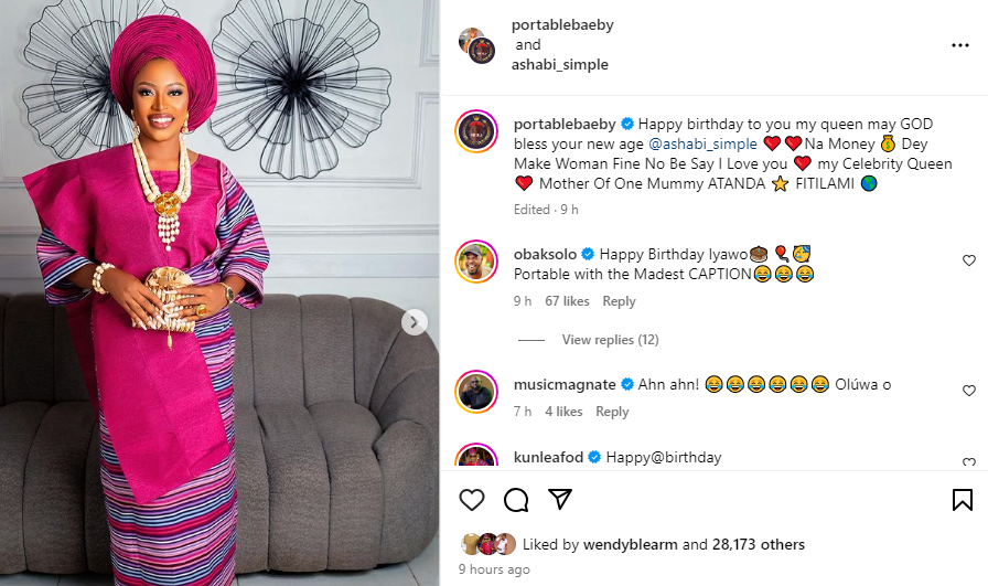 ?Na money dey make woman fine no be say I love you? - Singer Portable says as he celebrates his 3rd wife on her birthday
