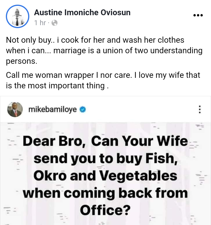 I cook for my wife and wash her clothes when I can - Nigerian university lecturer says