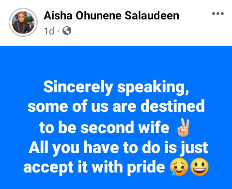 Sincerely speaking, some of us are destined to be 2nd, 3rd or 4th wives  - Nigerian woman says