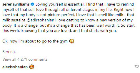 "My body is not picture perfect. I smell like milk" Serena Williams encourages new mums to love themselves as she shows off post-baby body