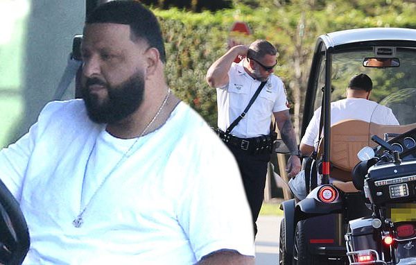 DJ Khaled is pulled over by police in Miami while riding in his golf cart barefoot and handling his phone