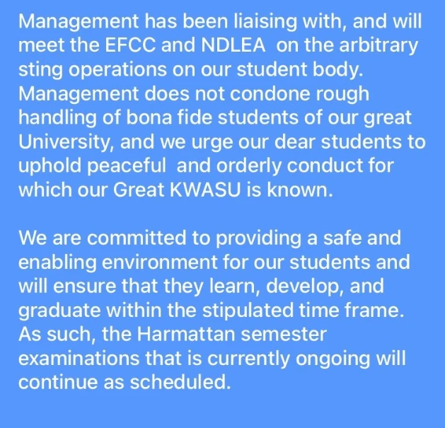 Peace restored to Malete - Management of Kwara State University says after raid by NDLEA